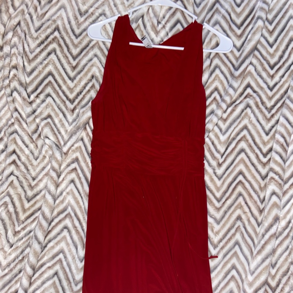 Red V-neck dress